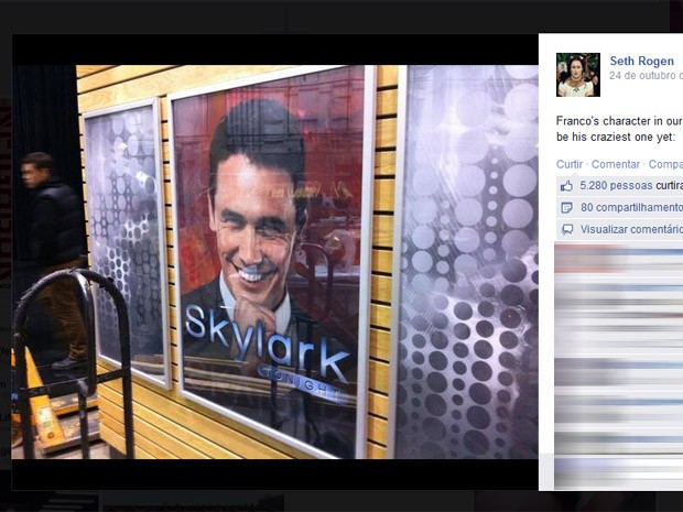 Seth Rogen divulga primeira foto do filme em sua página no Facebook. (Foto: Reprodução/Facebook)