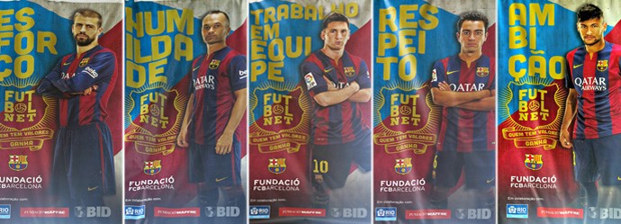 Cartaz Barcelona jogadores Pique Xavi Messi Iniesta Neymar (Foto: Editoria de Arte)