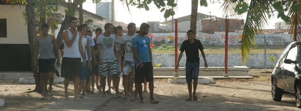 Greve dos jogadores do Botafogo-PB (Foto: Lucas Barros / Globoesporte.com/pb)