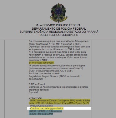 Trecho do relatório da PF sobre o iPhone de Marcelo Odebrecht com referência explícita a Vaccari