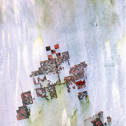 Irrigadores de água no Deserto do Saara (Foto: USGS / NASA)