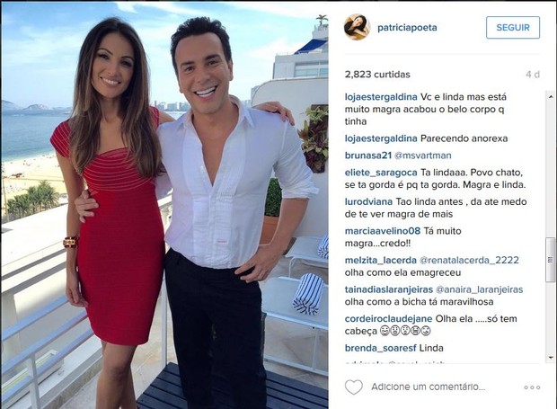 Comentários no Instagram sobre Patrícia Poeta após ela perder dez quilos (Foto: Reprodução/Instagram)