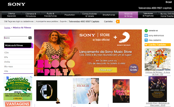 Sony lançou loja virtual no Brasil (Foto: Reprodução/Sony)