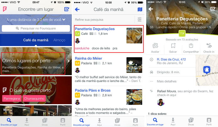 Confira as dicas sugeridas pelo Foursquare e por seus amigos (Foto: Reprodução/Aline Jesus)