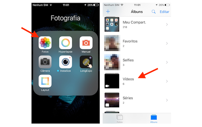 Encontrando um vídeo baixado no WhatsApp para iPhone (Foto: Reprodução/Marvin Costa)