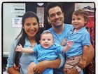 Priscila Pires mostra filhos e marido em foto: 'Família maravilhosa'