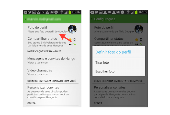 Alterando a foto de perfil do Hangouts no Android (Foto: Reprodução/Marvin Costa)