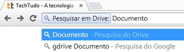 Aplicativos como Gmail ou Drive podem ser pesquisados através da barra de endereços (foto: Reprodução/Chrome)