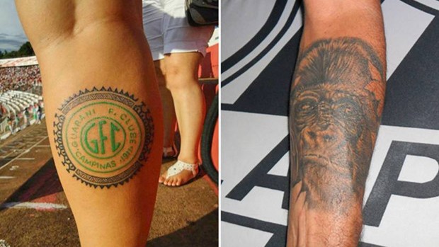 Tatuagens eternizam paixão por Guarani e Ponte Preta (Foto: Arte GLOBOESPORTE.COM)