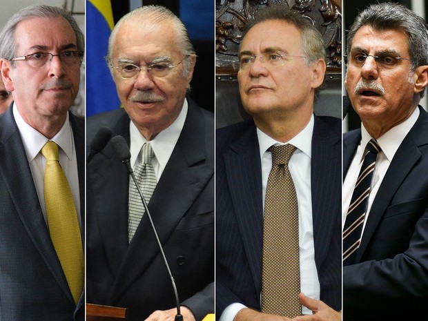 Montagem Eduardo Cunha, JosÃ© Sarney, Renan Calheiros e Romero JucÃ¡ (Foto: JosÃ© Cruz, Fabio Rodrigues Pozzebom, Antonio Cruz e Marcelo Camargo/AgÃªncia Brasil)