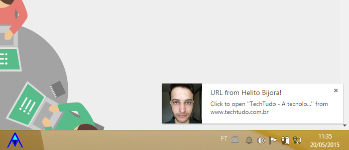 Clique sobre a notificação para abrir o link recebido (Foto: Reprodução/Helito Bijora)