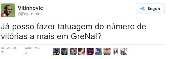 Corneta Inter Gre-Nal Grêmio Internacional (Foto: Reprodução/Twitter) Corneta Inter Gre-Nal Grêmio Internacional (Foto: Reprodução/Twitter)