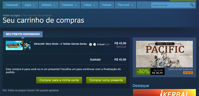 Pague e baixe o Minecraft: Story Mode no Steam (Foto: Reprodução/Murilo Molina)