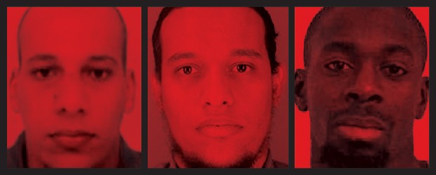 AMEAÇA LOCAL Chérif Kouachi e Saïd Kouachi mataram 12 pessoas no ataque ao jornal Charlie Hebdo. À direita, Amedy Coulibaly, que matou uma policial e fez reféns num supermercado judaico. Os três nasceram na França (Foto: AFP e Getty Images) AMEAÇA LOCAL Chérif Kouachi e Saïd Kouachi mataram 12 pessoas no ataque ao jornal Charlie Hebdo. À direita, Amedy Coulibaly, que matou uma policial e fez reféns num supermercado judaico. Os três nasceram na França (Foto: AFP e Getty Images)