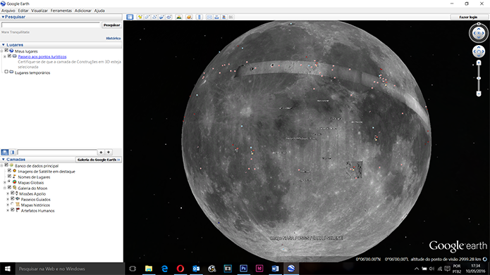 Depois de alguns instantes, a Lua já será visível no Google Earth (Foto: Reprodução/Filipe Garrett)