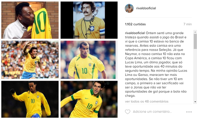 Rivaldo seleção brasileira instagram