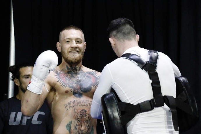 Conor McGregor no treino aberto do UFC 196 (Foto: Evelyn Rodrigues) Conor McGregor no treino aberto do UFC 196 (Foto: Evelyn Rodrigues)