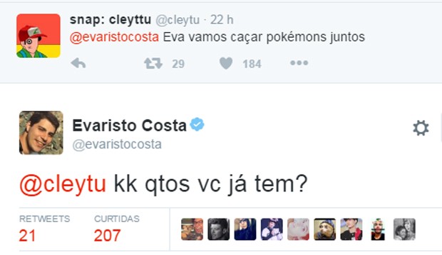Evaristo Costa conversa com seguidor sobre jogo (Foto: Reprodução/Twitter) Evaristo Costa conversa com seguidor sobre jogo (Foto: Reprodução/Twitter)