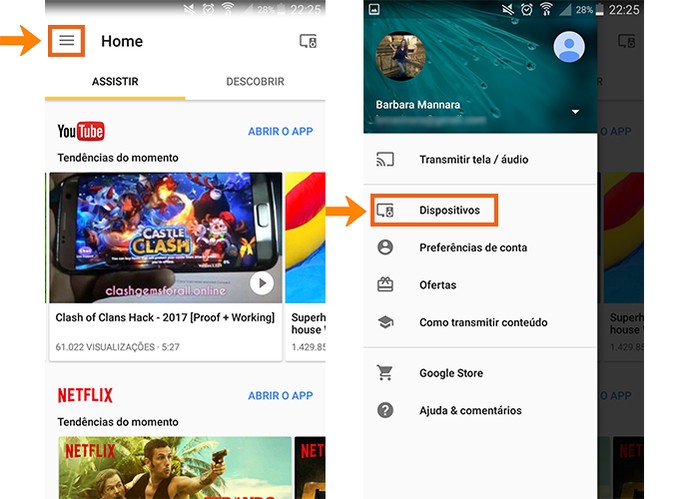 Acesse as configurações do Chromecast pelo app Home no celular (Foto: Reprodução/Barbara Mannara)
