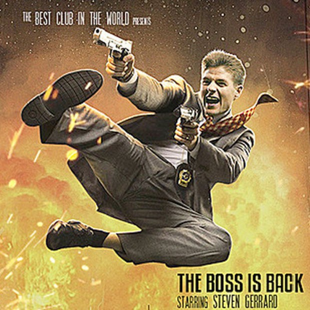 Cartaz Gerrard 007 (Foto: Divulgação / Site Oficial do Liverpool)