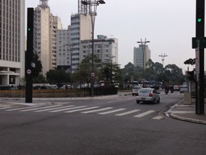 Praça do Ciclista nesta quinta-feira (20) (Foto: Marta Cavallini/G1)