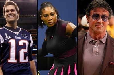 Tom Brady; Serena Williams; Silvester Stallone (Foto: Montagem Infoesporte)