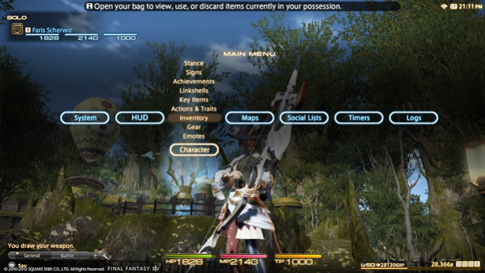 Comandos do jogo na interface de Final Fantasy 14 (Foto: Divulgação) Comandos do jogo na interface de Final Fantasy 14 (Foto: Divulgação)