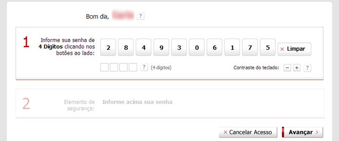 O Internet Banking do Bradesco conta com teclado virtual para a segurança do usuário (Foto: Reprodução/Karla Soares)
