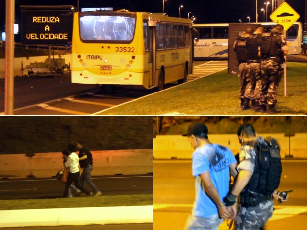 Ônibus seguiu de Foz do Iguaçu até Medianeira, onde reféns foram libertados e sequestrador se entregou à polícia (Foto: Kaowey Correa / Guia Medianeira)