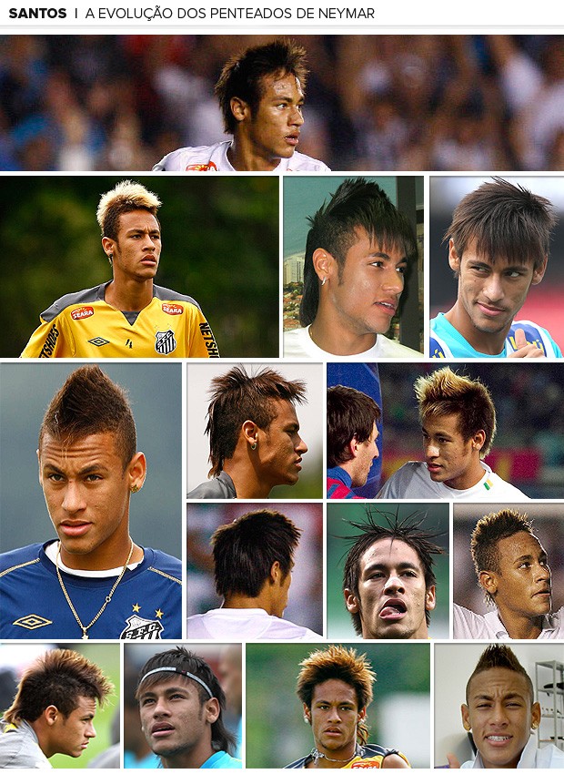 Galeria Neymar cabelo penteados Santos (Foto: Editoria de Arte / Globoesporte.com)