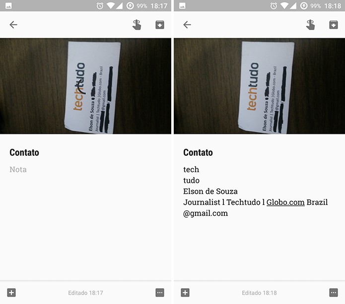Google Keep reconhecerá texto e o adicionará automaticamente na nota (Foto: Reprodução/Elson de Souza) (Foto: Google Keep reconhecerá texto e o adicionará automaticamente na nota (Foto: Reprodução/Elson de Souza)) Google Keep reconhecerá texto e o adicionará automaticamente na nota (Foto: Reprodução/Elson de Souza) (Foto: Google Keep reconhecerá texto e o adicionará automaticamente na nota (Foto: Reprodução/Elson de Souza))