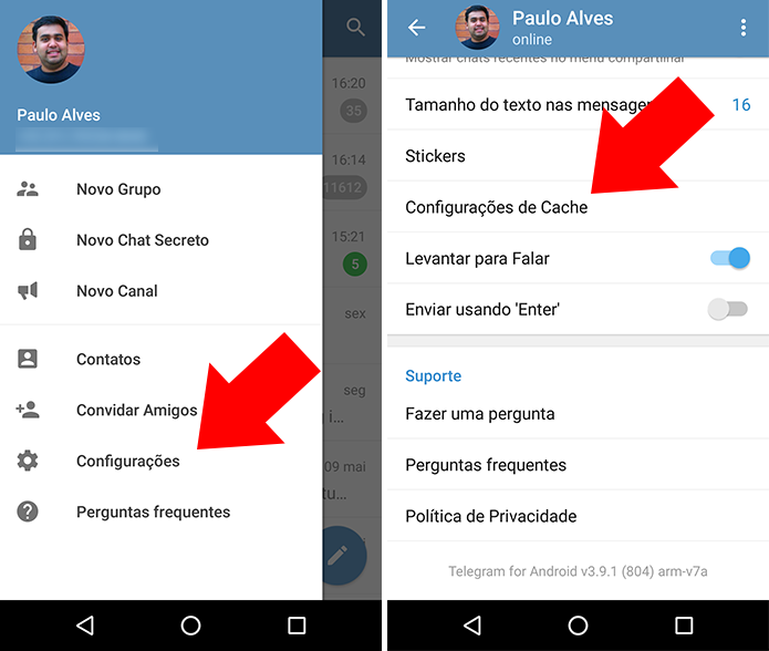 Configure o cache do Telehgram para Android (Foto: Reprodução/Paulo Alves)