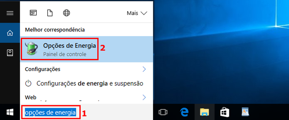 Acessando as opções de energia do Windows (Foto: Edivaldo Brito/TechTudo)