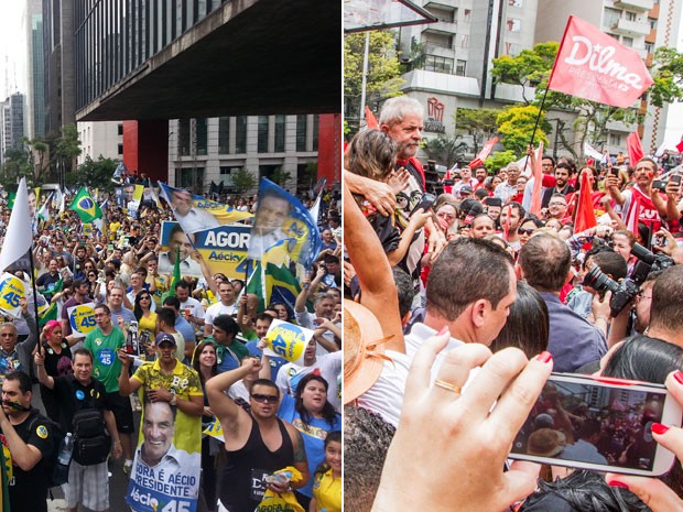 Na véspera de eleição, Grande São Paulo tem passeatas pró-Aécio e pró-Dilma  (Foto: Tiago Queiroz/Estadão Conteúdo/Carla Carniel/Frame/Frame/Estadão Conteúdo)