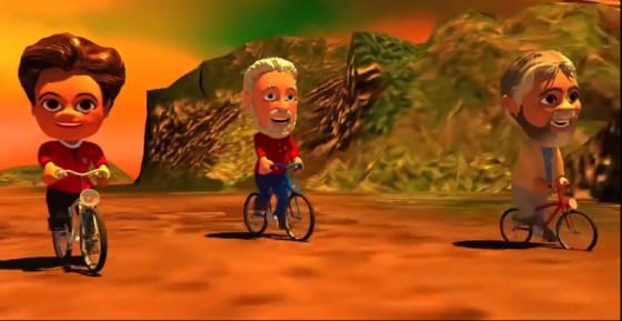 Dilma, Jaques Wagner e Lula dando as suas pedaladas (Foto: Reprodução/Facebook)