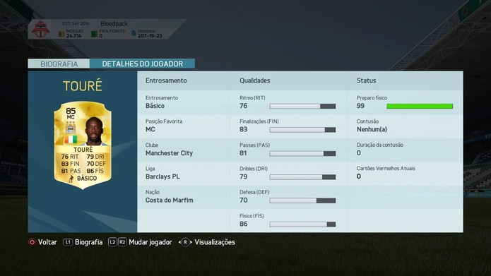 Yaya Touré custa 65k no Ultimate Team do Fifa 16 (Foto: Reprodução/Vinícius Mathias)