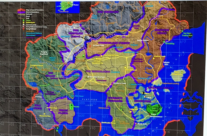 Mapa vazado há alguns meses seria de Red Dead Redemption 2. Informação liberada pela Rockstar sobre aventuras nas Heartlands norte-americanas vão de encontro com o nome da região na parte central do mapa (Foto: Reprodução)