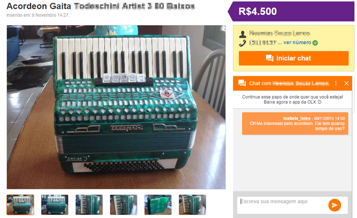 Chat da OLX envia pergunta para o vendedor mesmo que ele estiver offline (Foto: Reprodução/Isabela Giantomaso) Chat da OLX envia pergunta para o vendedor mesmo que ele estiver offline (Foto: Reprodução/Isabela Giantomaso)