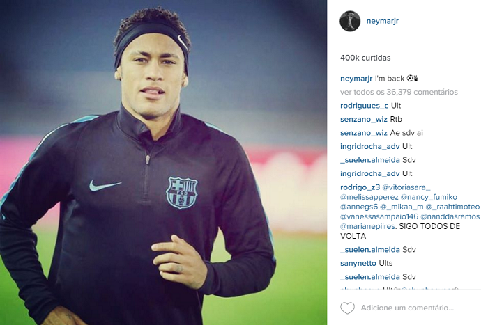 Neymar postagem treino (Foto: Reprodução/Instagram)