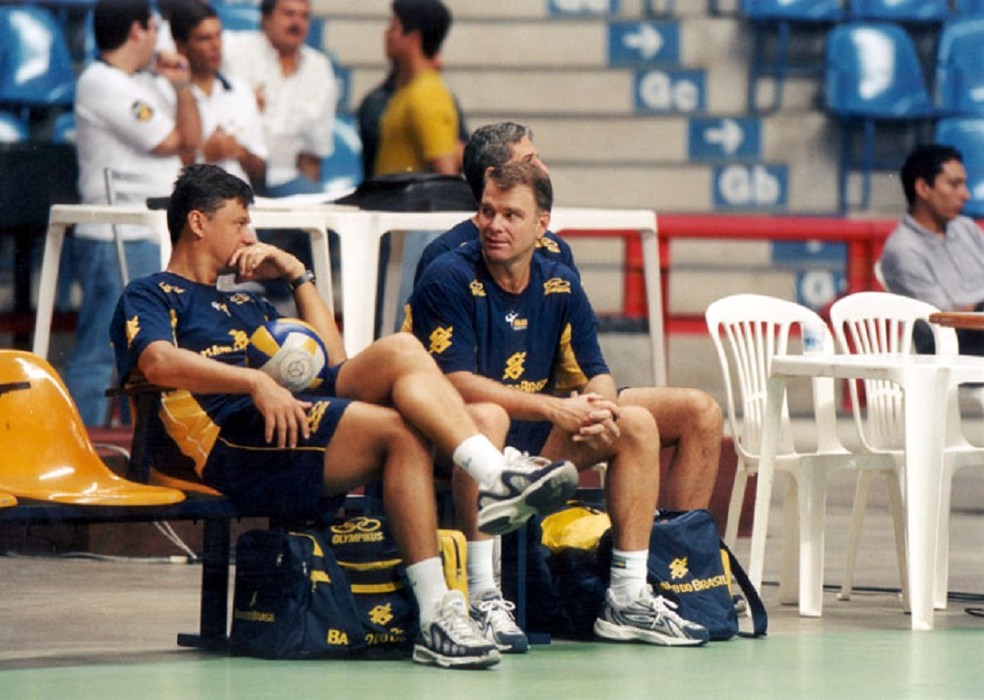 Bernardinho ao lado de Renan em treino da seleção (Foto: Arquivo pessoal)