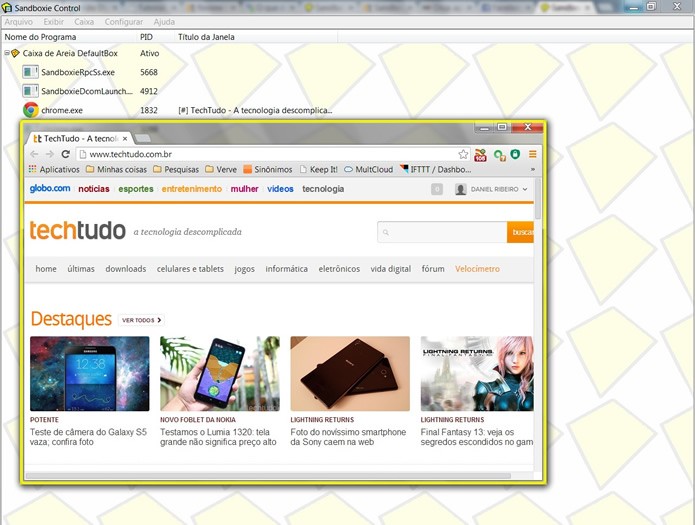 Praticamente qualquer aplicativo ou operação pode ser executada dentro dos ambientes de Sandbox (Foto: Reprodução/Daniel Ribeiro)