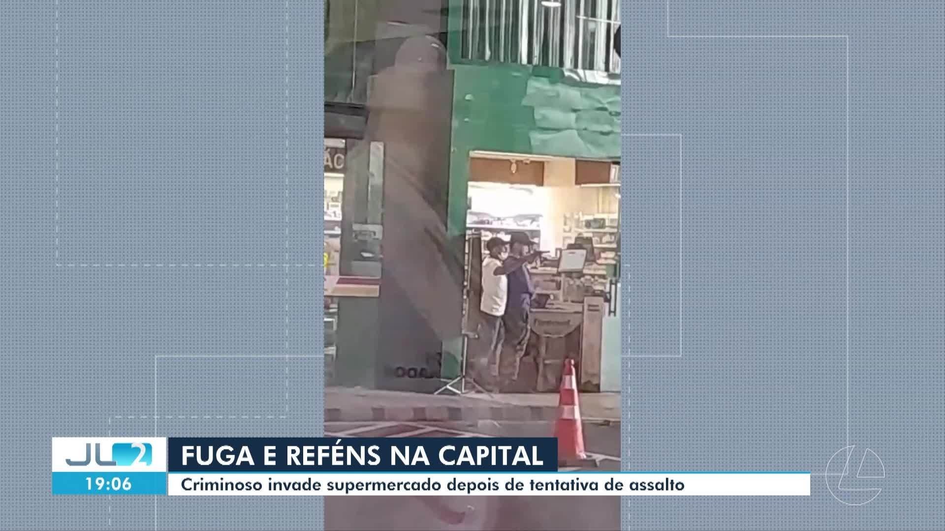 Cena de tensão marca tentativa de assalto com reféns em supermercado da capital​‌​