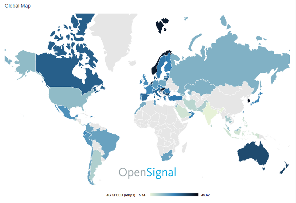 Países com LTE-Advanced começaram a se destacar em velocidade 4G no mundo (Foto: Reprodução/OpenSignal)