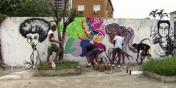 Amigos terminam desenho inacabado de grafiteiro morto (Reprodução/TV Tribuna)