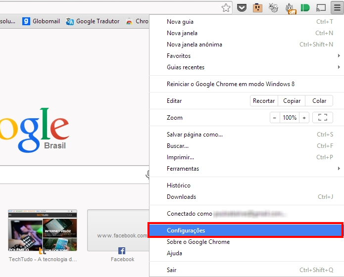 Abra as configurações do Chrome (Foto: Reprodução/Paulo Alves)