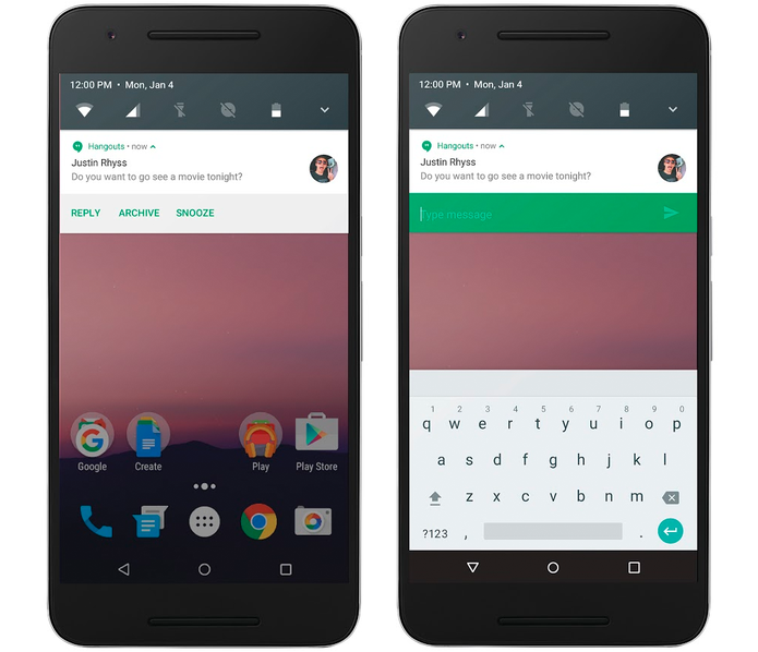 Android N terá sistema para responder mensagens rapidamente, a partir da notificação (Foto: Divulgação/Google)
