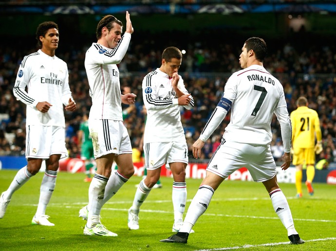 Cristiano ronaldo comemora gol do Real Madrid contra o Ludogorets (Foto: Agência AP )