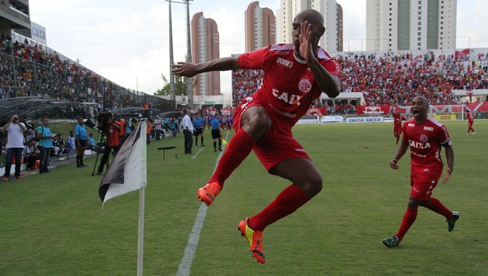 Flávio Boaventura América-RN comemora gol título (Foto: Fabiano de Oliveira)