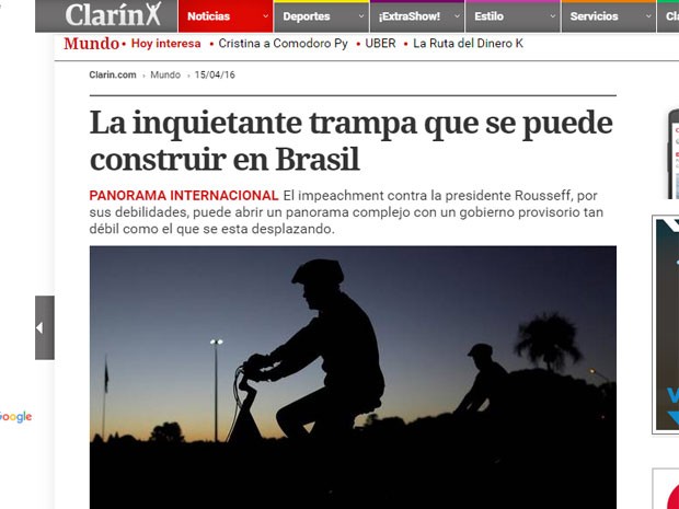 Reportagem do Clarín (Foto: Reprodução/Clarín)