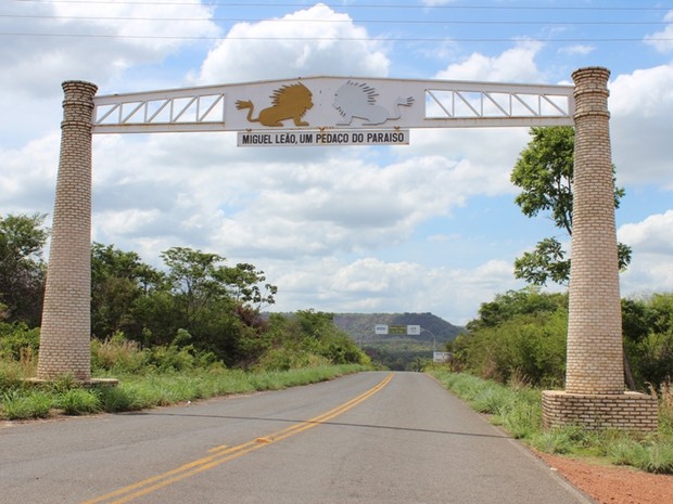 Portal de Entrada para rodovia que leva à cidade de Miguel Leão no Piauí (Foto: Gil Oliveira/ G1)